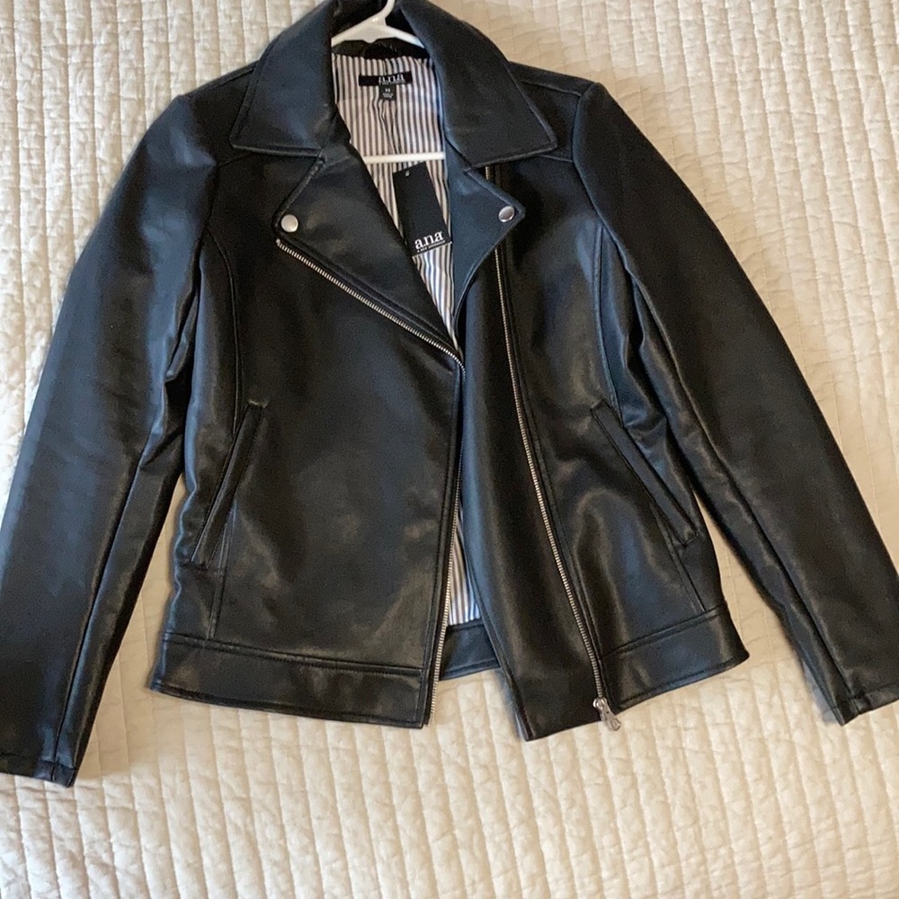 Black leather jacket.